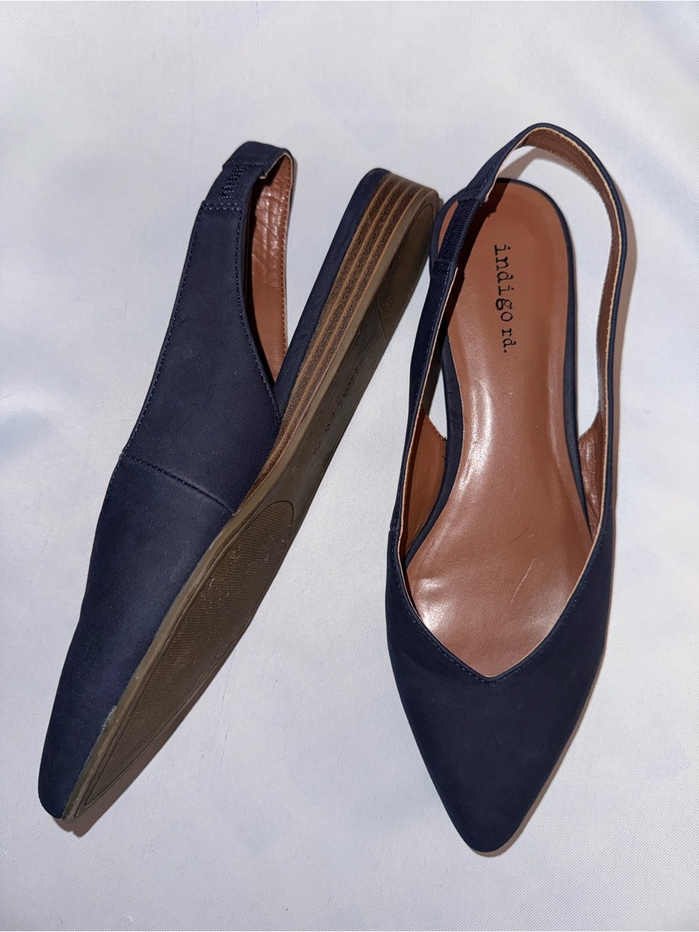 Indigo rd. Pointed Navy Slingback Flats, Size 8